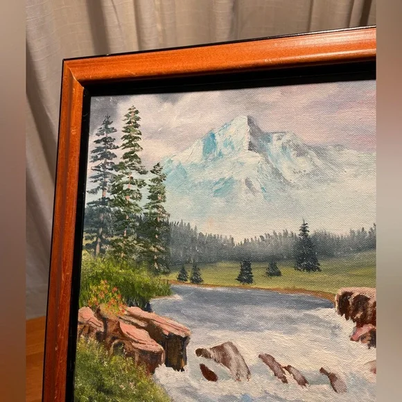 Mountain River Landscape Scene Artwork Framed Artist Signed Wanda Bunch '08 - Picture 6 of 16